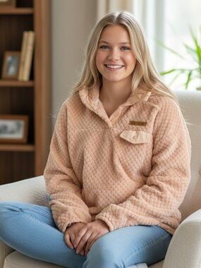 Simply Southern Peach Sherpa Pullover Jacket